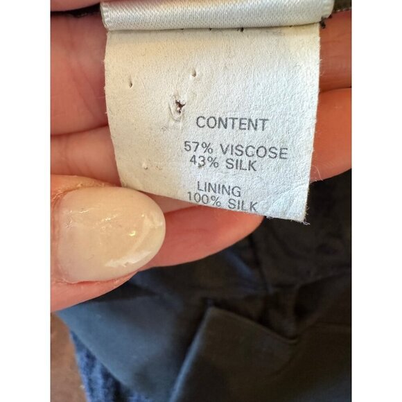 Monique Lhuillier Pants Women 8 Black Silk Blend Abstract Flowy Wide‎ Leg Luxury - Picture 7 of 7